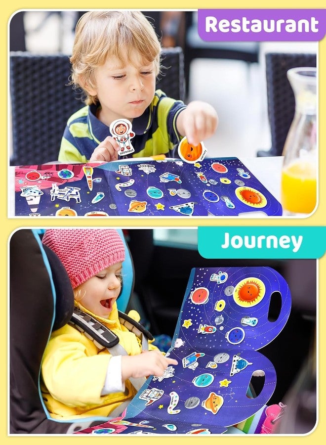 Slipps Jelly Reusable Fun Sticker Books for Kids Toddlers 1-6 Years, 36 Pcs Cute Waterproof Stickers for Teens Girls Boys (Space) - Image 3